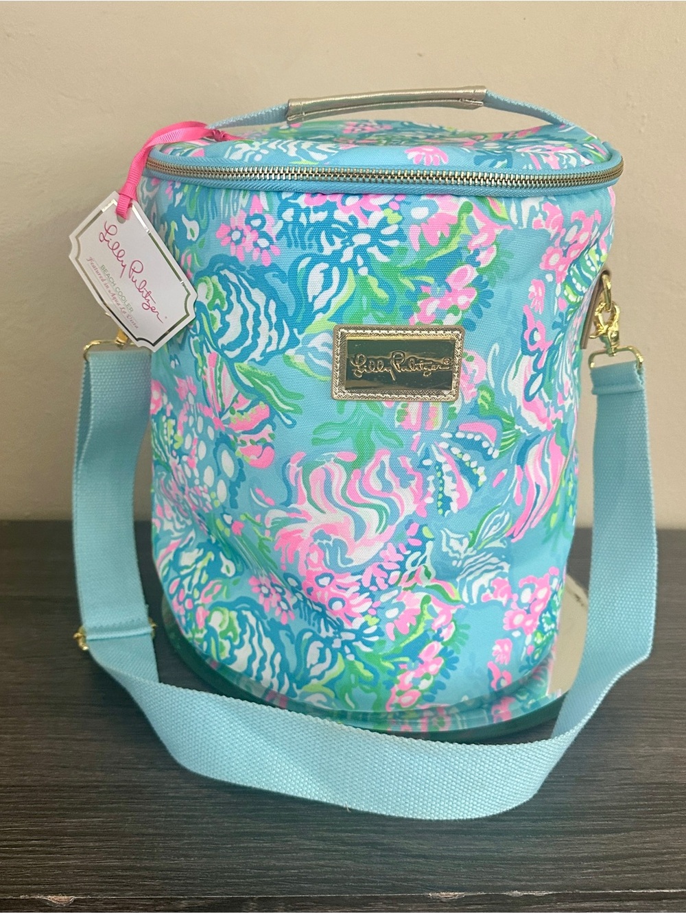 Lilly Pulitzer Insulated Cooler Lunch Bag Blue Floral Crossbody Tote EUC